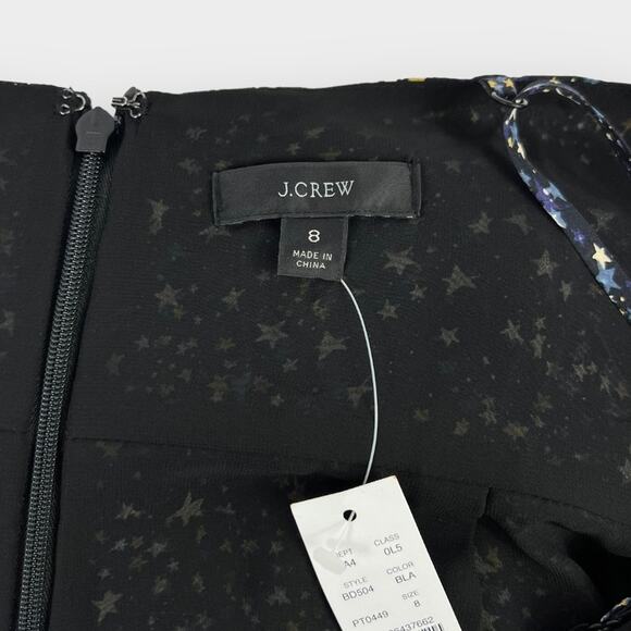 J.Crew Ruffle-Back 100% Silk Maxi Dress in Starry Sky Print Size 8 NEW - Picture 4 of 8